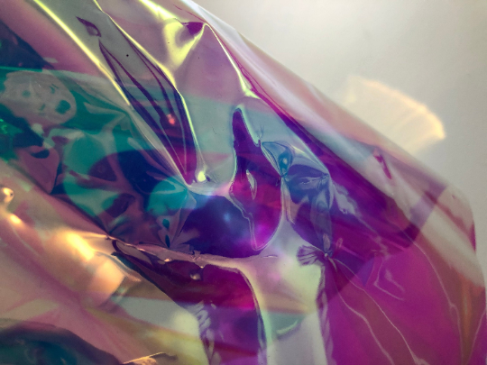 Iridescent Holographic Clear PVC Fabric Vinyl Material Rainbow